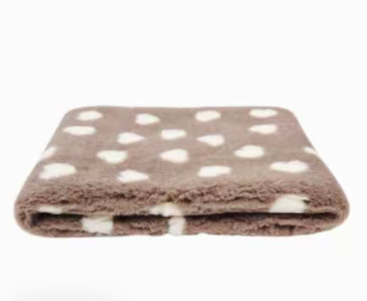 Cream & Mink Heart Vet Bedding – Rubber Backed, Non-Slip